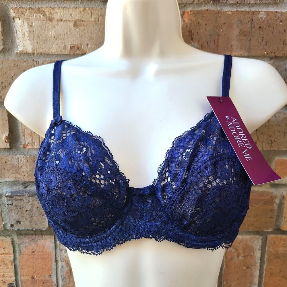 Adored by Adore Me Women’s Chelsey Floral Lace Unlined Underwire Bra Size 32C